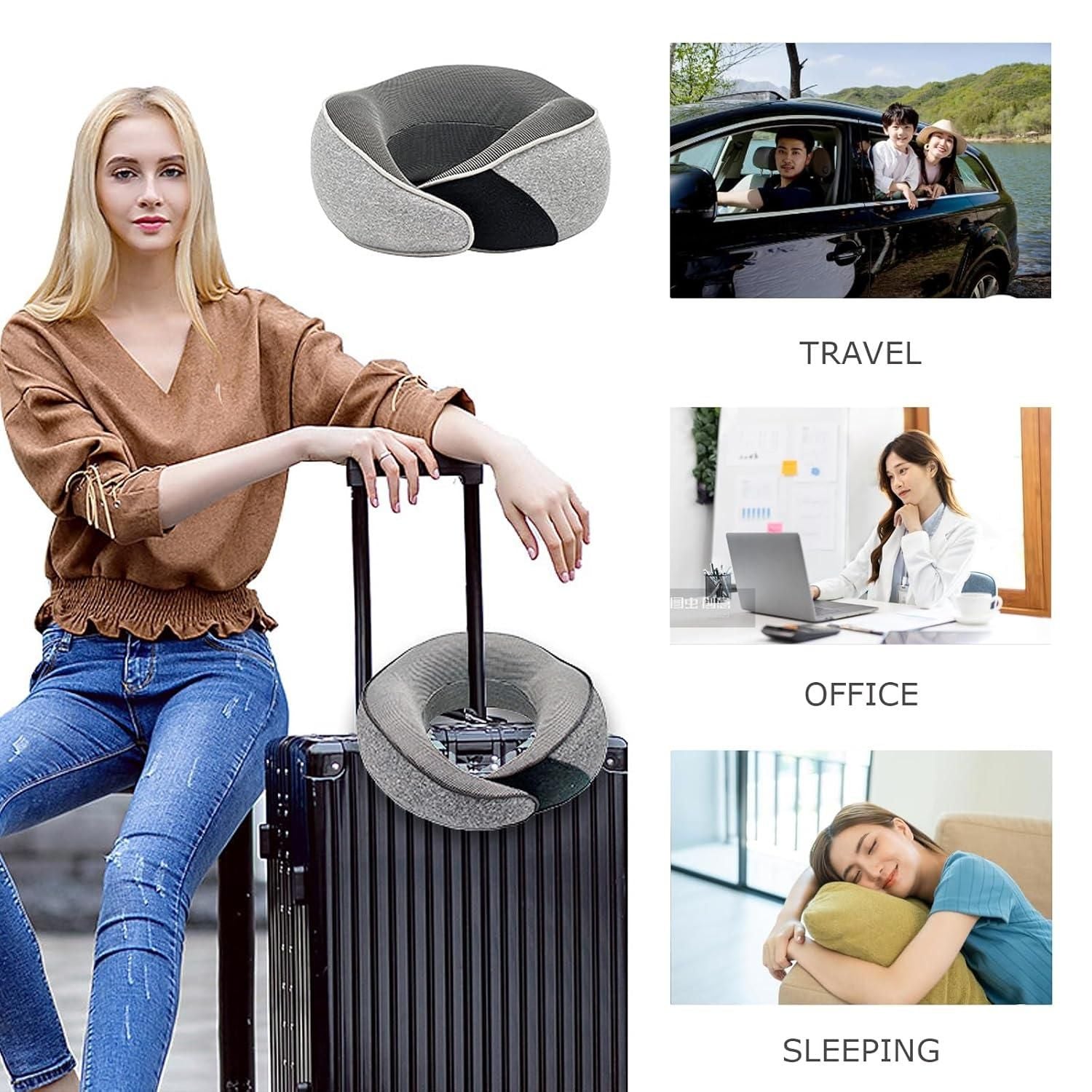 Wander Plus Travel Neck Pillow – Compressible Memory Foam, Ergonomic Support, Lightweight & Portable (Pack of 1) - Bharat Bespoke